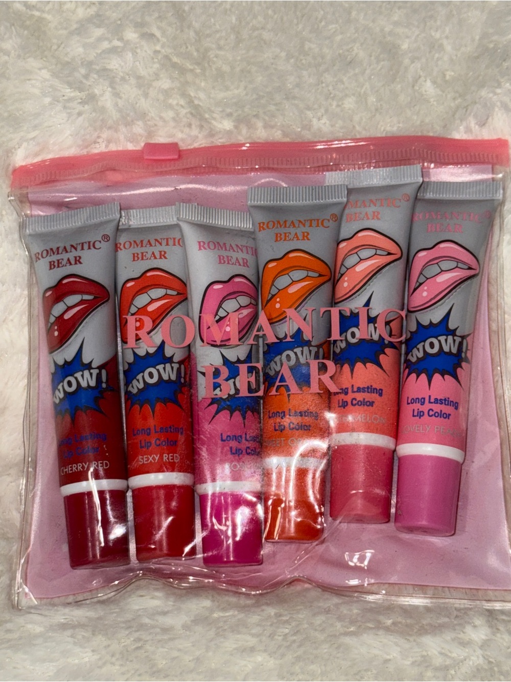 Peel Off Tattoo Waterproof Lip Gloss Color Set - Pink, Red, Orange Shades
